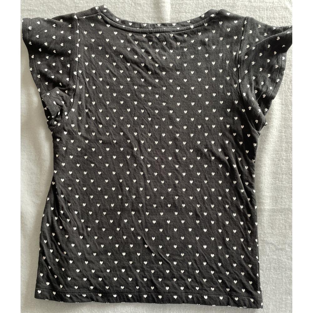 Jane and Delaney Womens Top sz S Black White Hearts 100% Cotton Striped inside - Picture 3 of 8